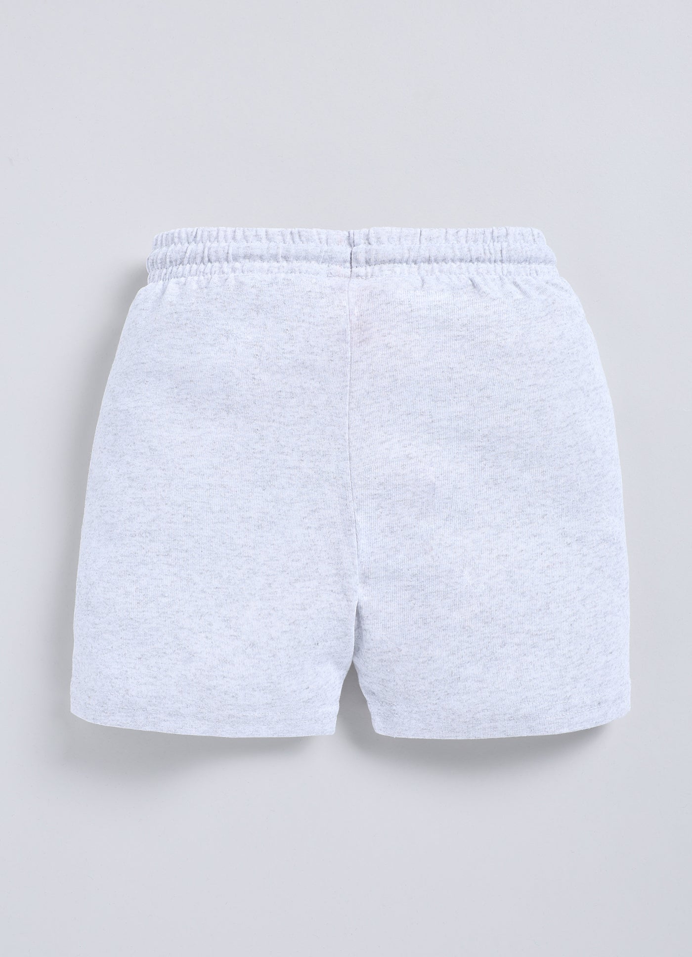 Ecru Melange Cotton Shorts For Boys