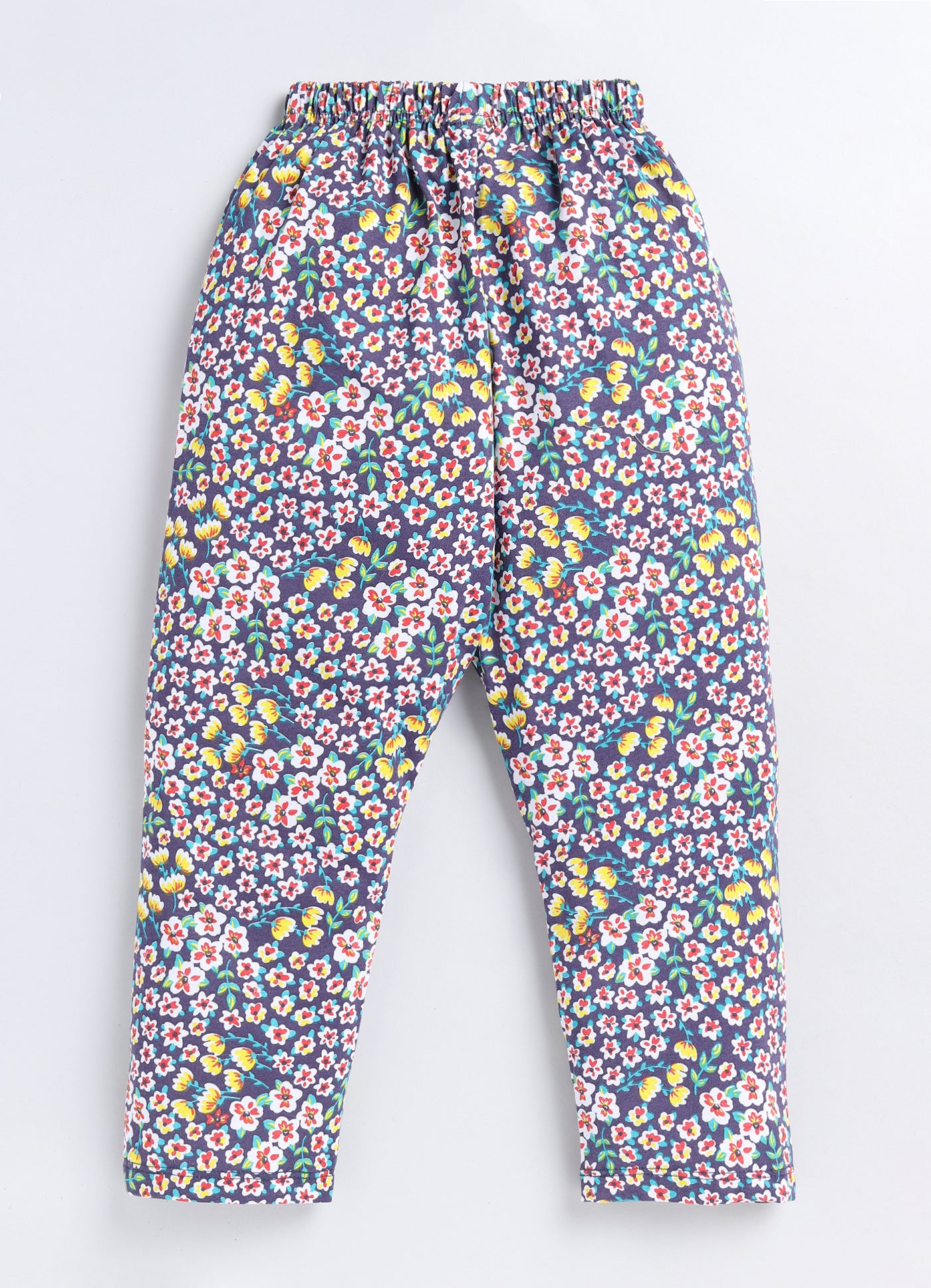 Cotton Navy Flowers Cotton Pyjama Pants for Girls