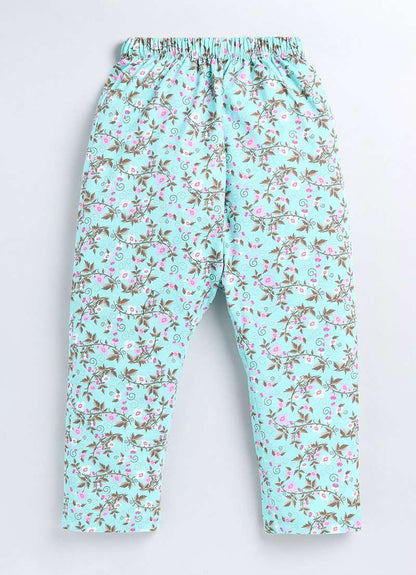 Turquoise Blue Cotton Pyjama Pants for Girls