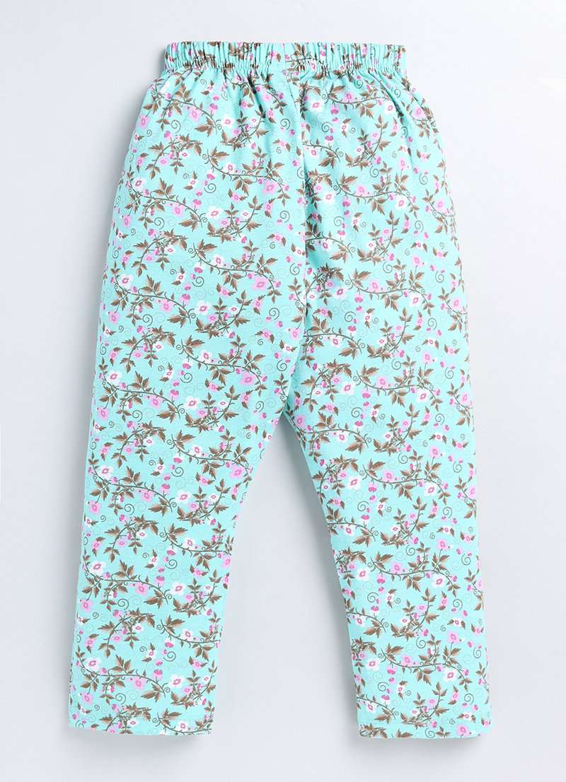 Turquoise Blue Cotton Pyjama Pants for Girls