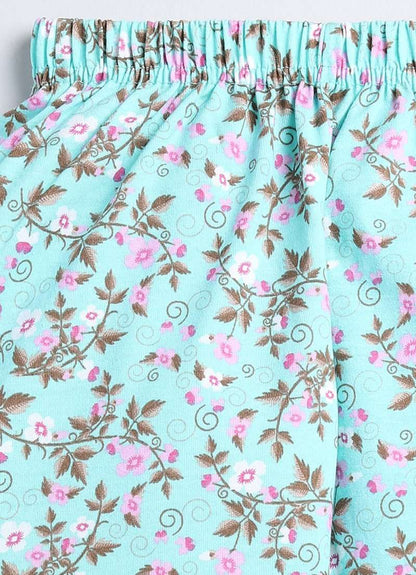 Turquoise Blue Cotton Pyjama Pants for Girls