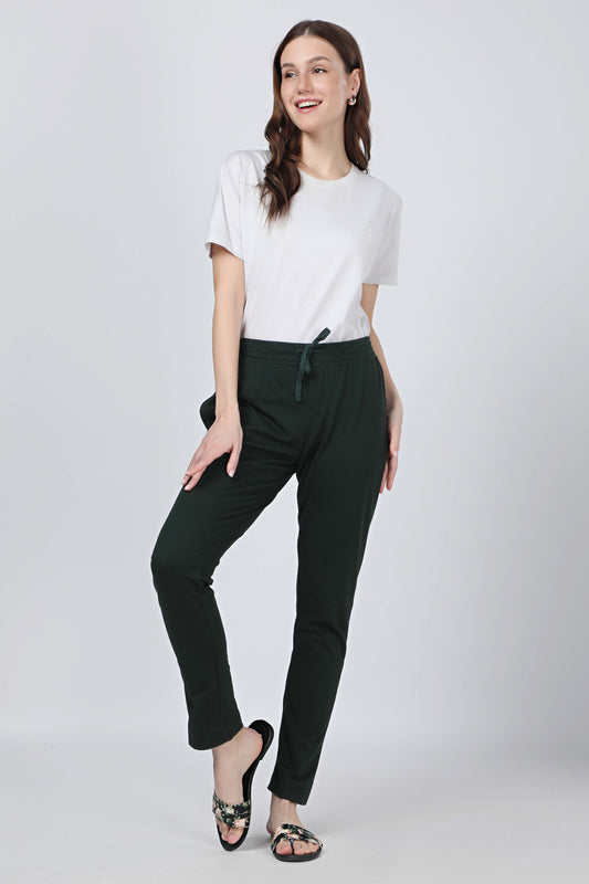 Women Emerald Green Yoga - Jogger Track Pant