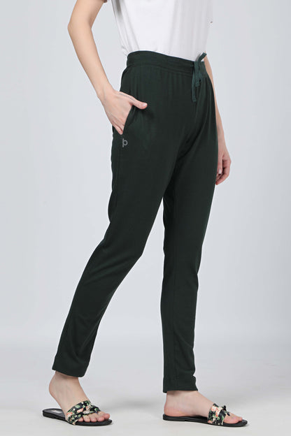 Women Emerald Green Yoga - Jogger Track Pant