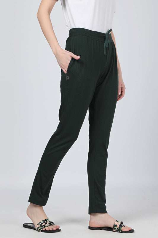 Women Emerald Green Yoga - Jogger Track Pant