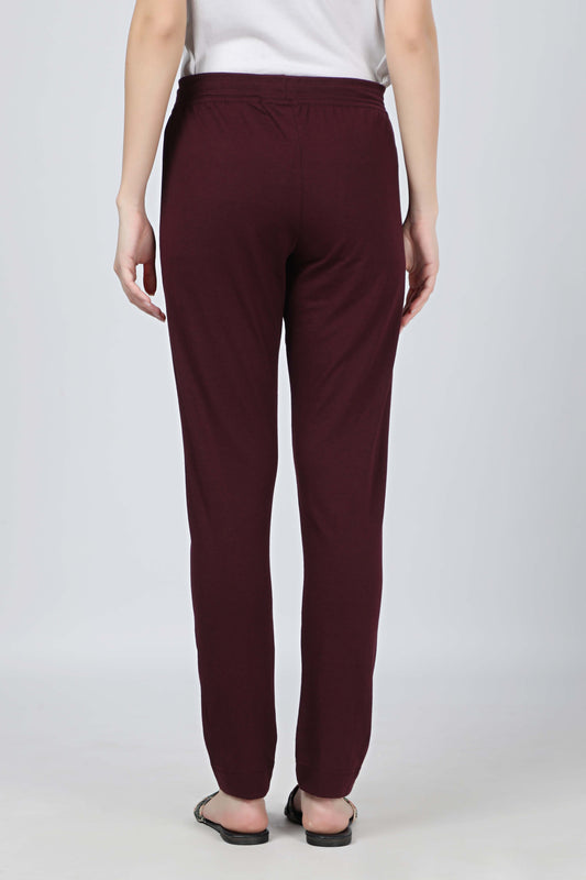 Women Burgundy Yoga - Jogger Track Pants