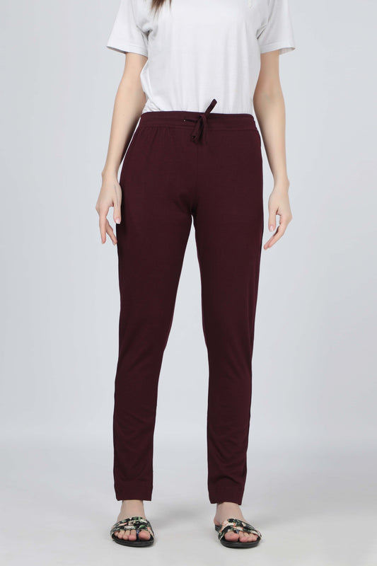 Women Burgundy Yoga - Jogger Track Pants