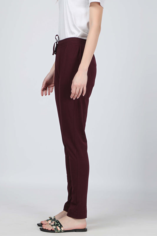 Women Burgundy Yoga - Jogger Track Pants