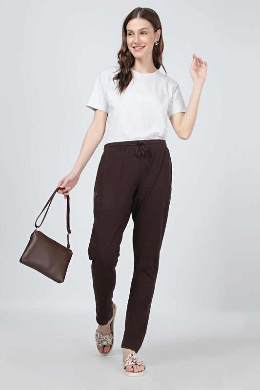 Women's Chocolate Brown Yoga Jogger Track Pants – Soft & Stretchable