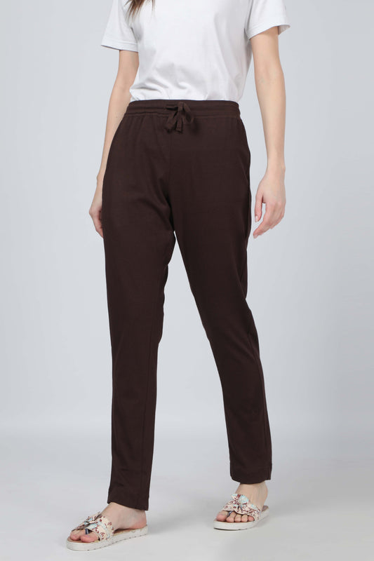 Women's Chocolate Brown Yoga Jogger Track Pants – Soft & Stretchable