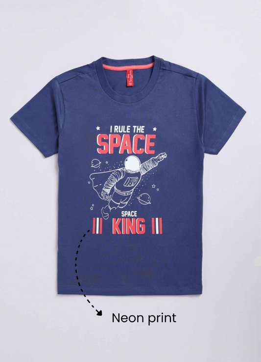 Rule the space king cotton t-shirt for boys