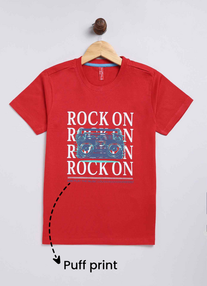 Rock on cotton t-shirt for boys