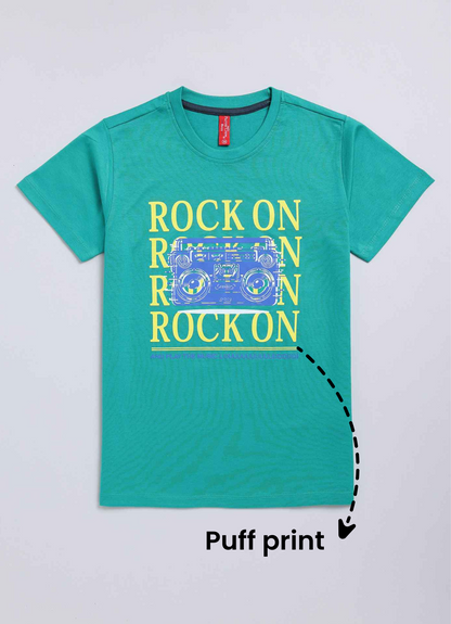 Rock on cotton t-shirt for boys