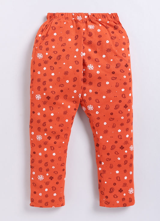 Orange Cotton Pyjama Pants for Girls