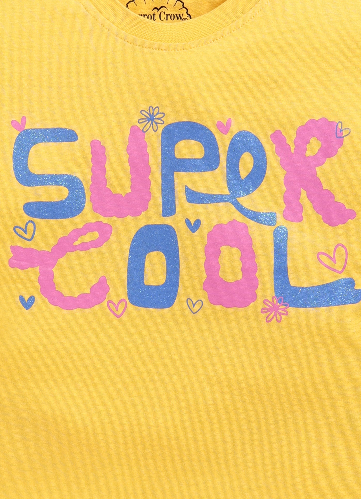 Super Cool Print Cotton T-Shirt for Girls - Mango Yellow