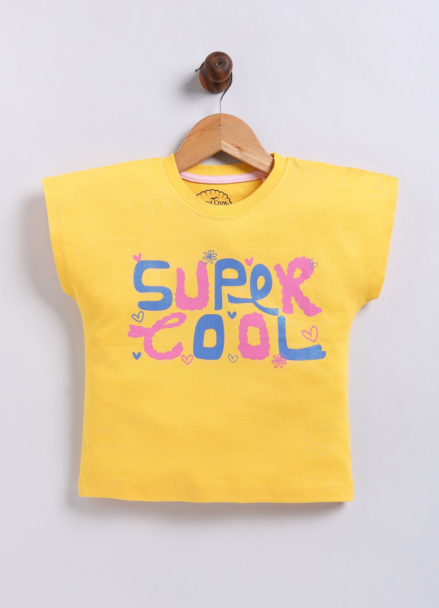 Super Cool Print Cotton T-Shirt for Girls - Mango Yellow