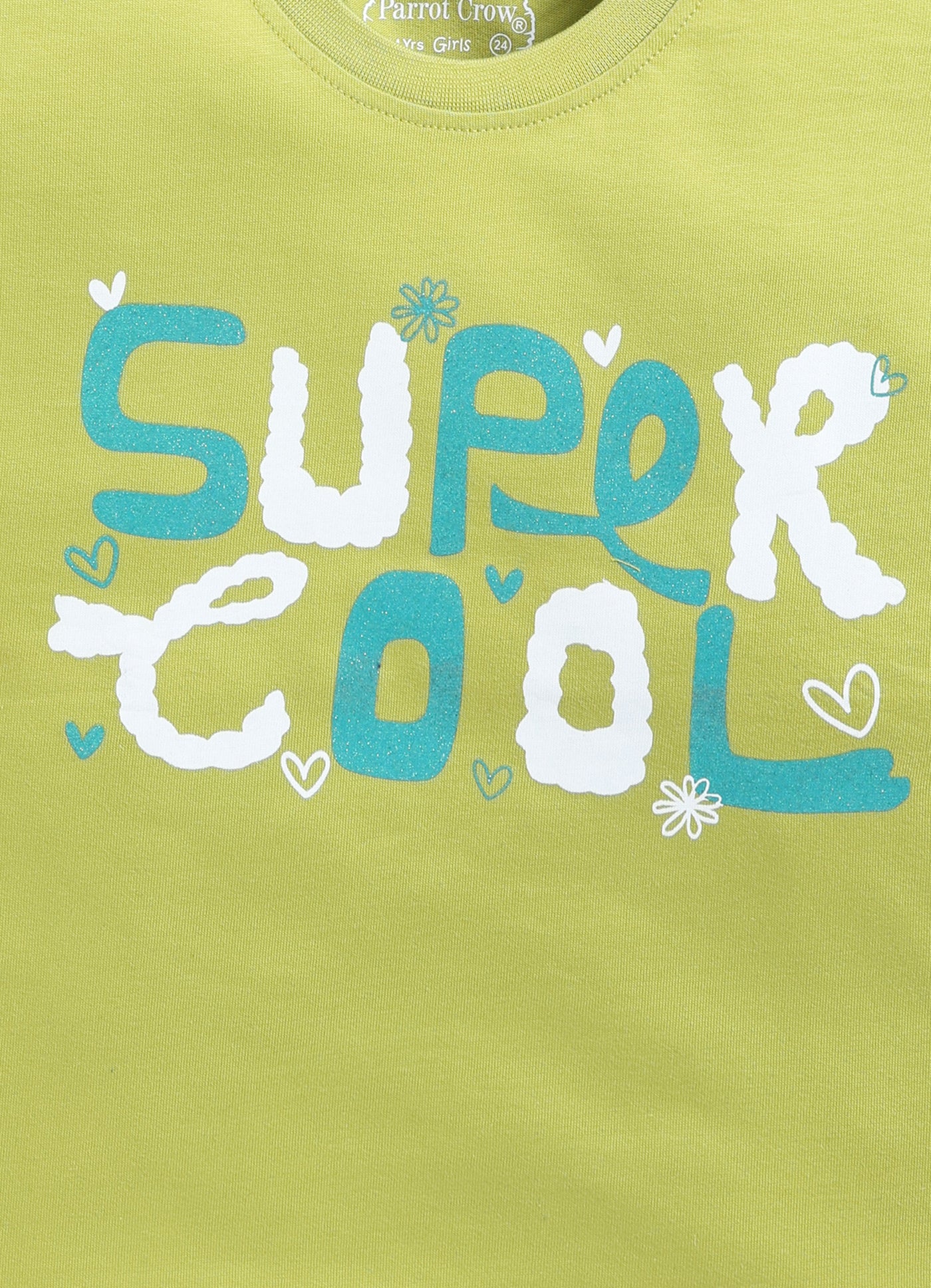 Super Cool Print Cotton T-Shirt for Girls - Green