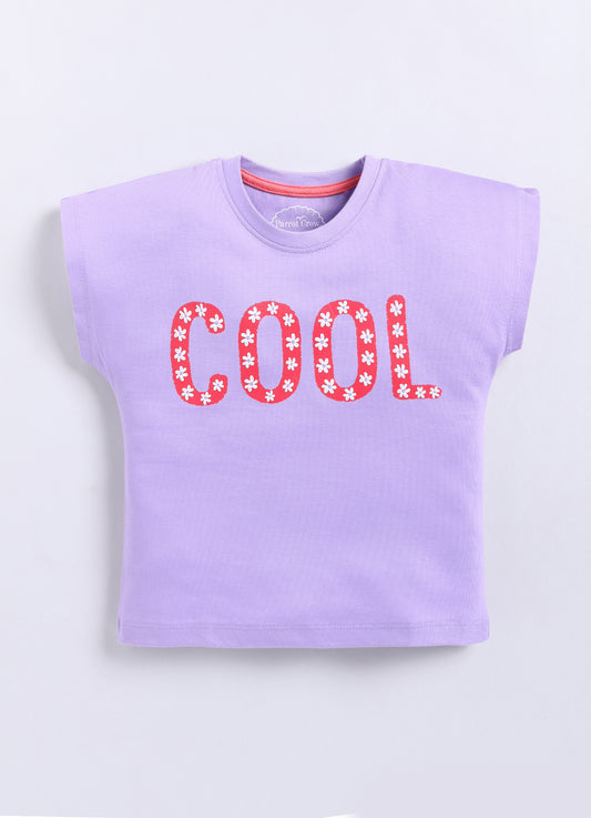 Cool print Cotton T-Shirt for Girls - Violet