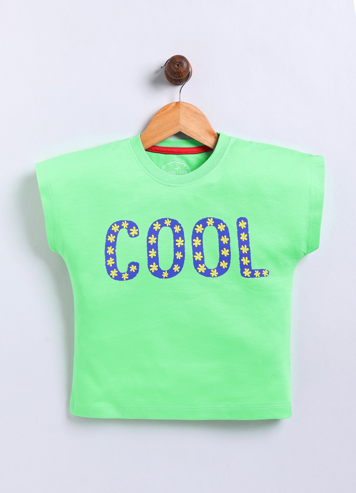 Cool Printed Cotton T-Shirt for Girls - Lime Green