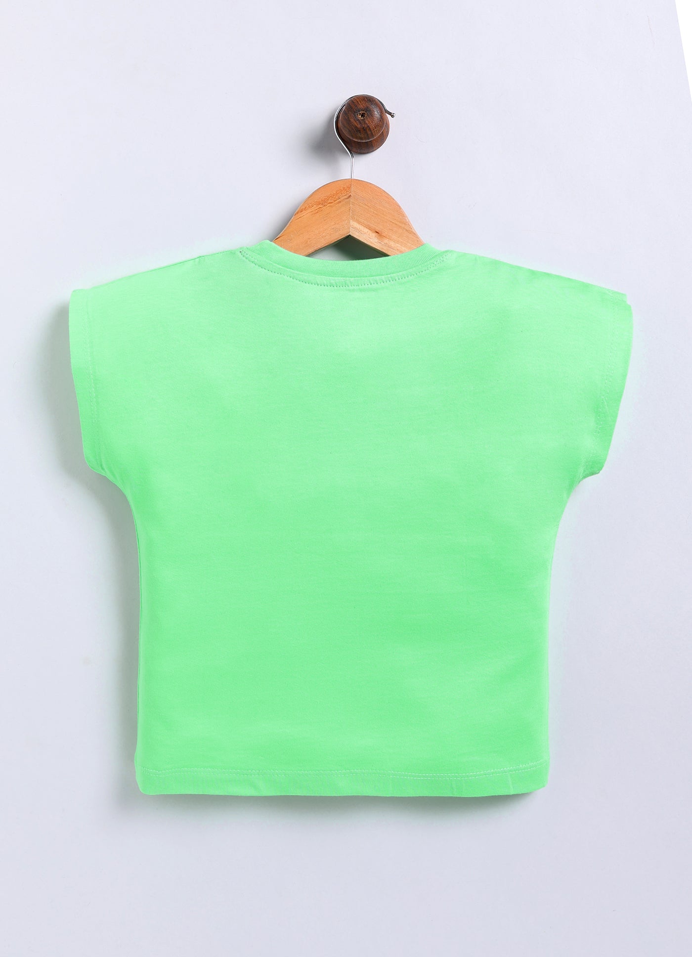 Cool Printed Cotton T-Shirt for Girls - Lime Green