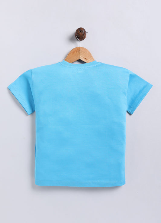 Endless Dreams Printed Cotton T-Shirt for Girls - Blue