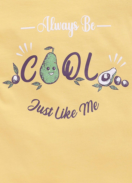 Always Be Cool Text Printed Cotton T-Shirt for Girls