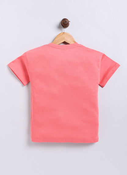 Endless Dreams Printed Cotton T-Shirt for Girls - Carrot Orange