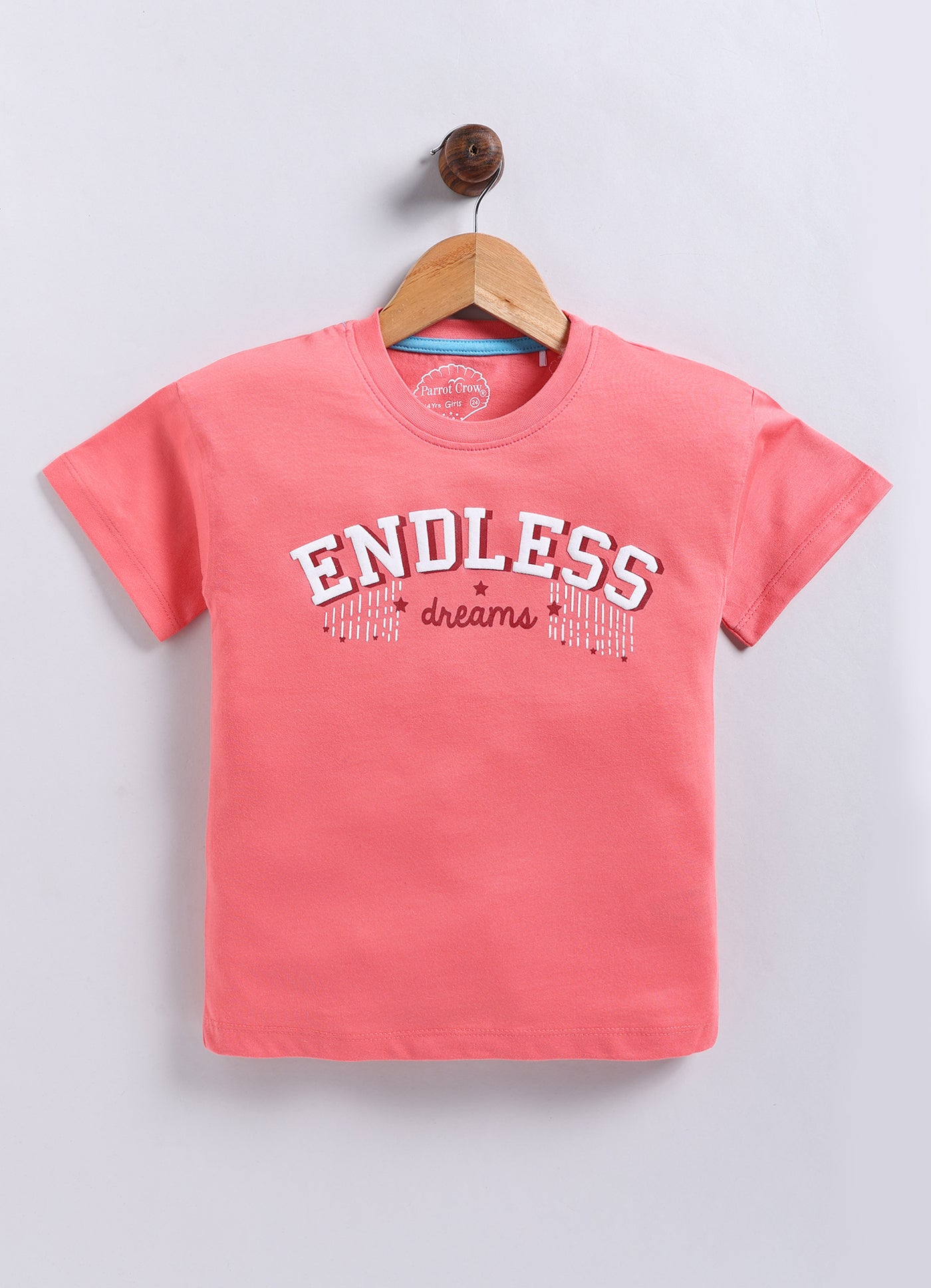 Endless Dreams Printed Cotton T-Shirt for Girls - Carrot Orange