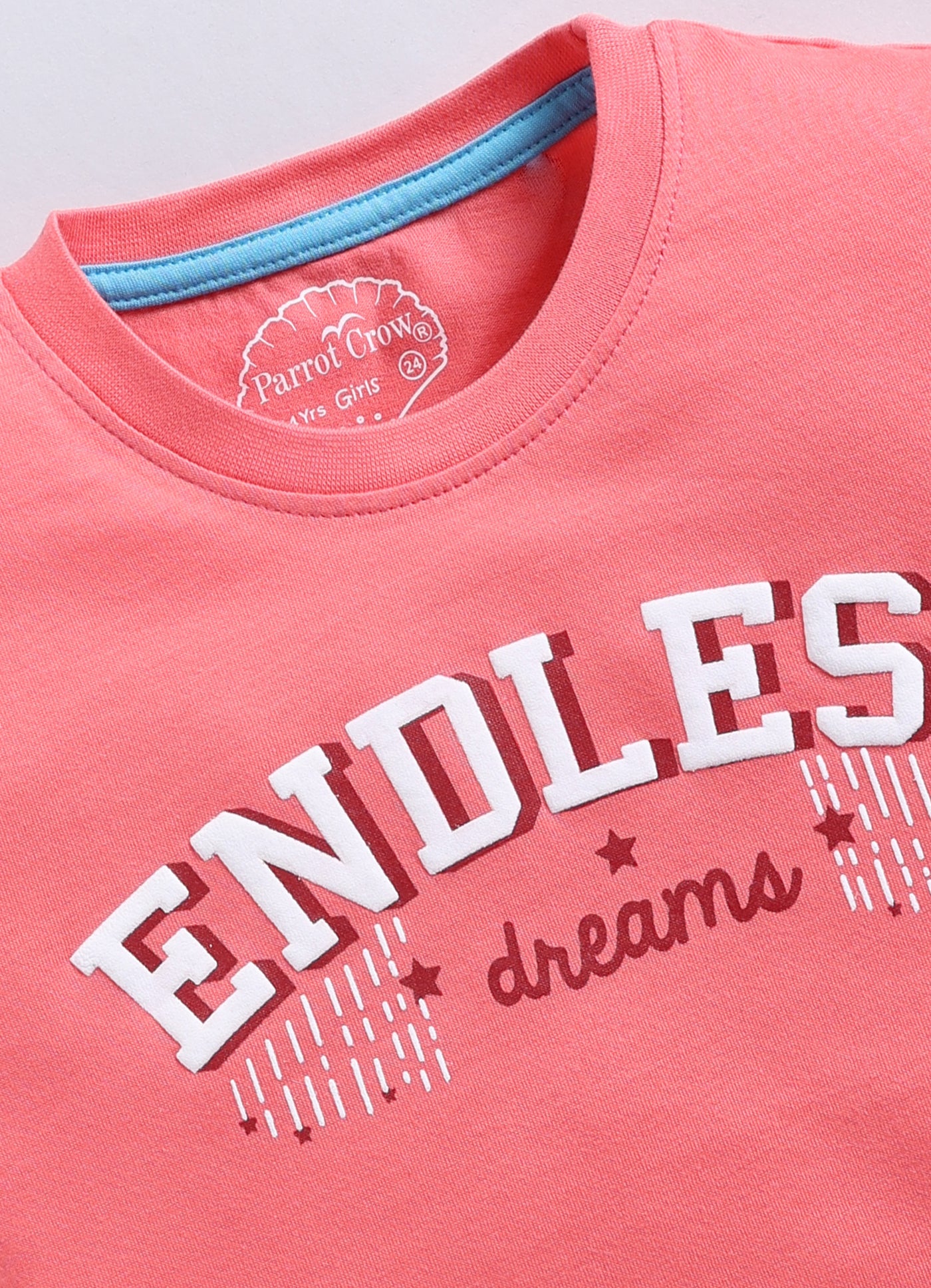 Endless Dreams Printed Cotton T-Shirt for Girls - Carrot Orange