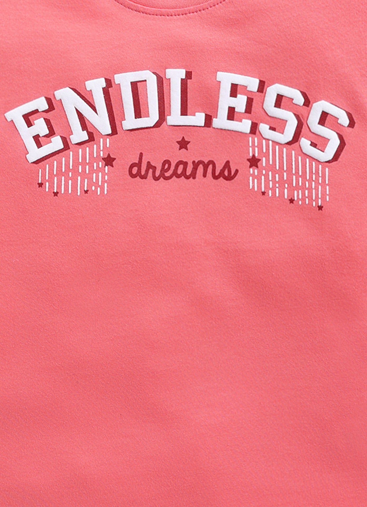 Endless Dreams Printed Cotton T-Shirt for Girls - Carrot Orange