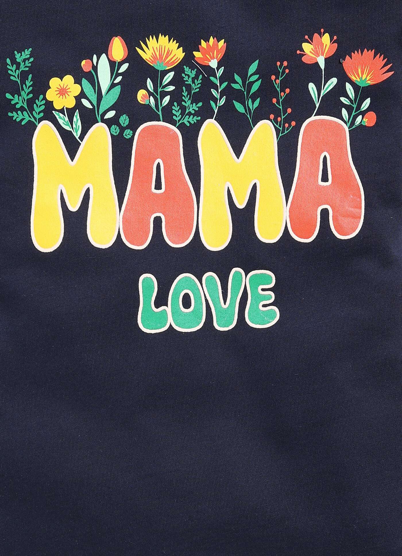 Mama Love Text Print Cotton Red T-Shirt for Girls – Soft & Stylish