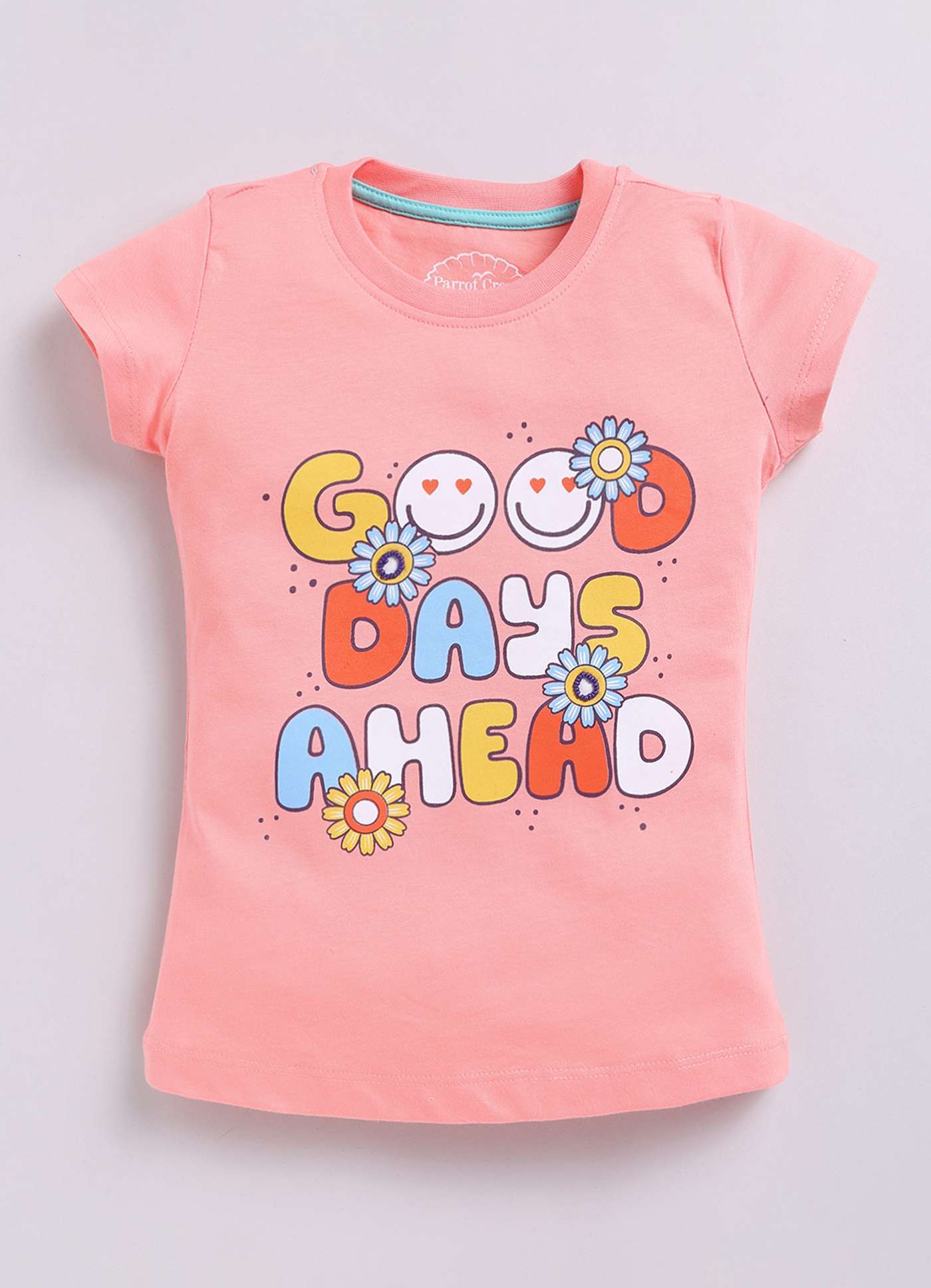 Good Days Ahead Printed Cotton T-Shirt for Girls