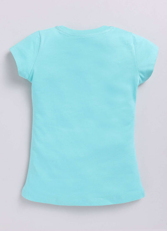 Juicy Fruit Printed Sky Blue Color Cotton T-Shirt for Girls