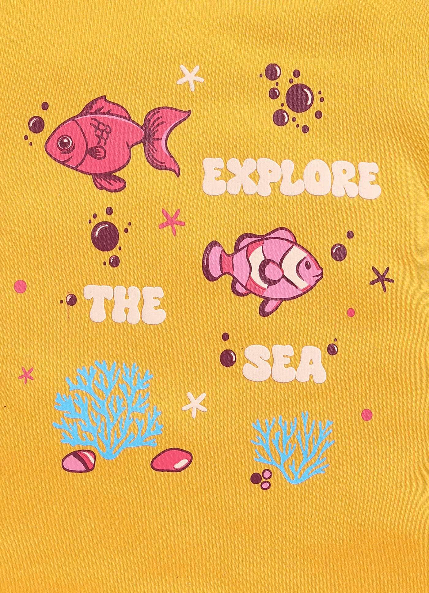 Explore the Sea Print Cotton T-Shirt for Girls