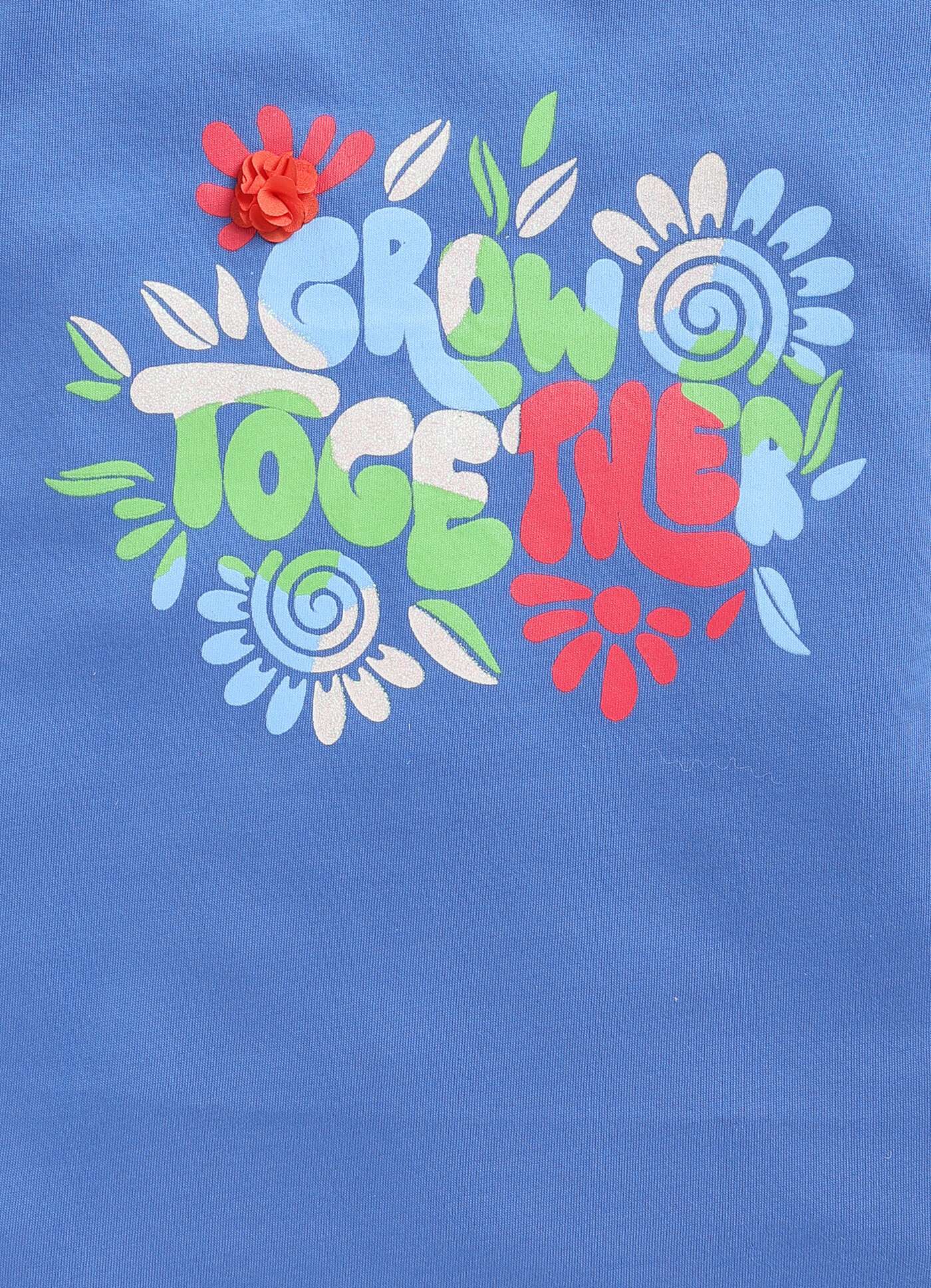 Grow Together Theme Printed Cotton T-Shirt for Girls