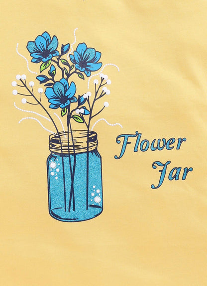 Flower Jar Print Cotton T-Shirt for Girls