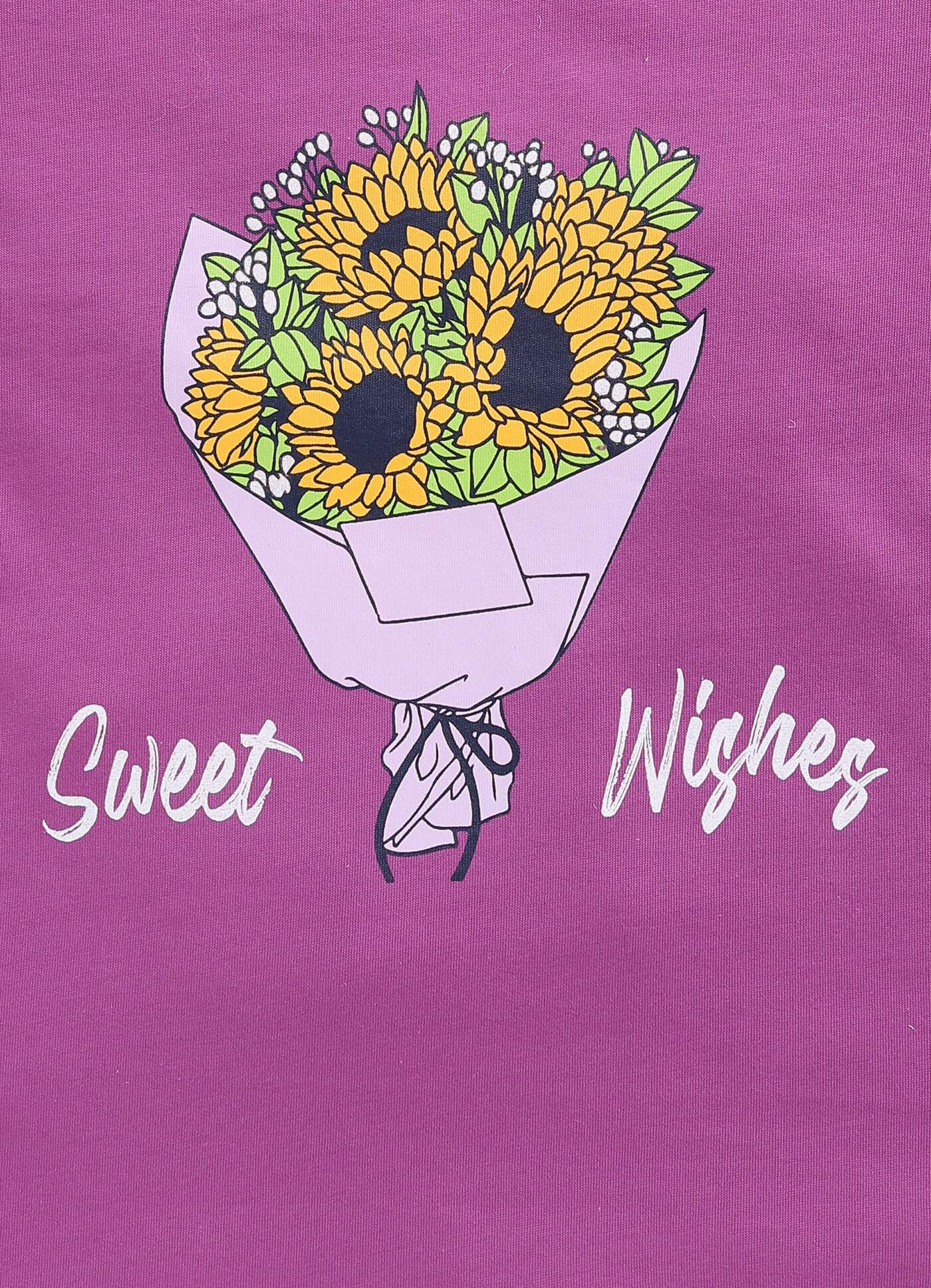 Sweet Wishes Boque Print Cotton T-Shirt for Girls