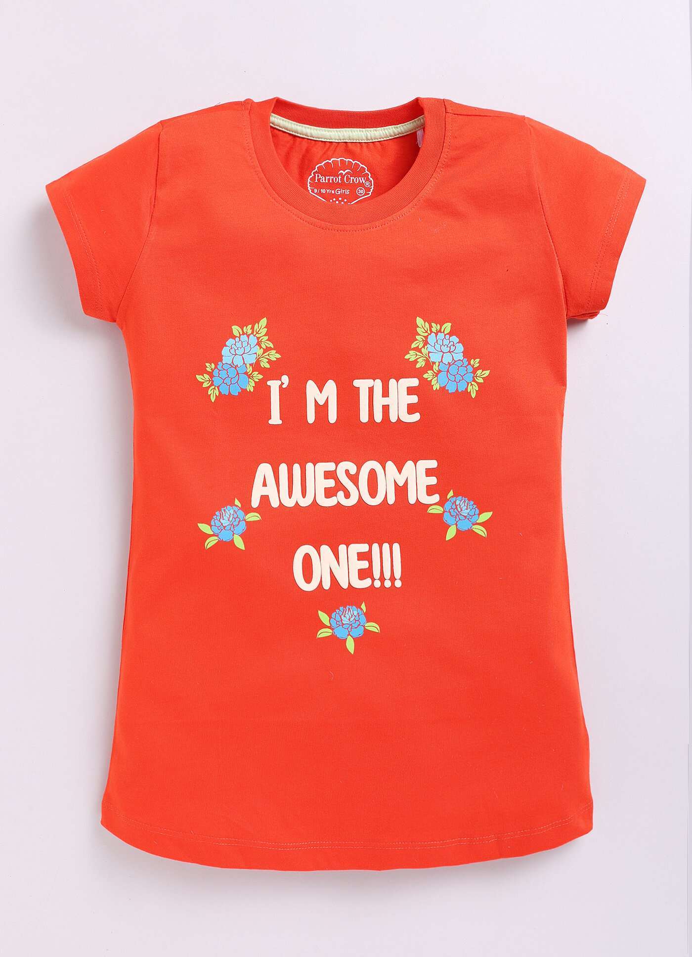 I'm the Awesome One Text Print Cotton T-Shirt for Girls