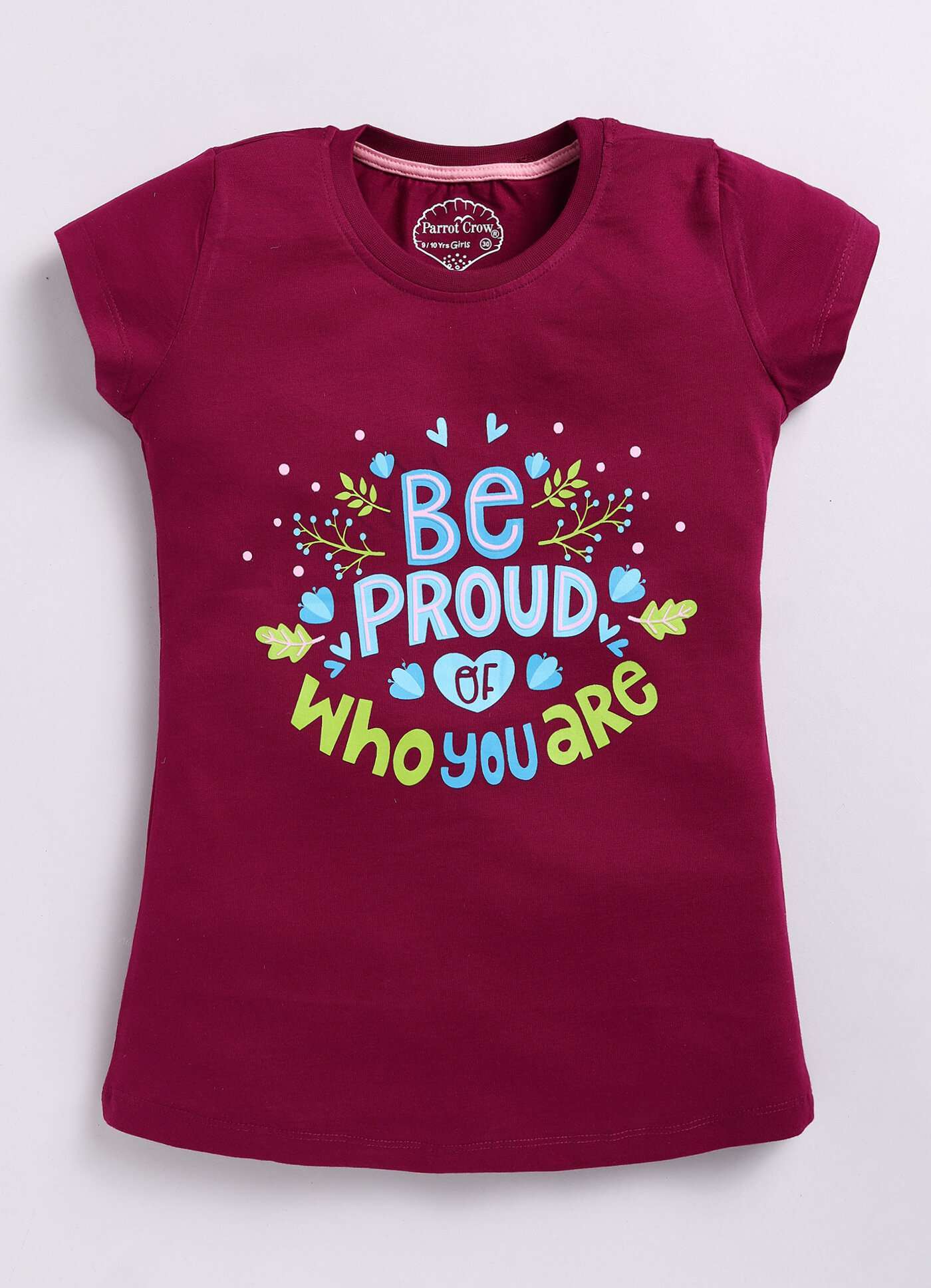 Be Proud of Who You are Text Print Cotton T-Shirt for Girls