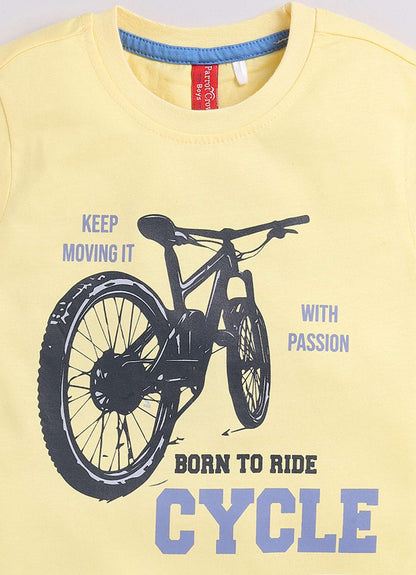 Born To Ride Cycle Design Printed Pale Color cotton t-shirt for boys