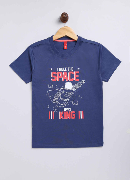 Rule the space king cotton t-shirt for boys