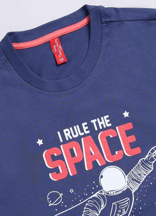 Rule the space king cotton t-shirt for boys