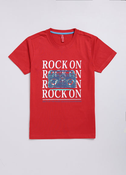 Rock on cotton t-shirt for boys