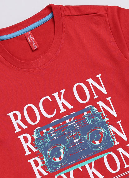 Rock on cotton t-shirt for boys