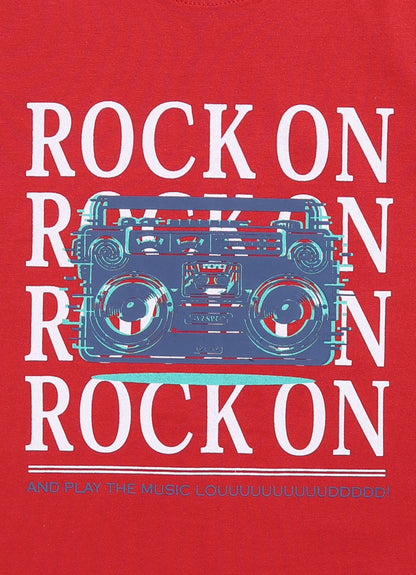 Rock on cotton t-shirt for boys