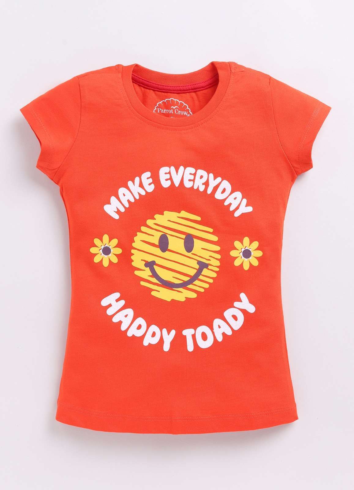 Make Everyday Happy Today Printed Cotton T-Shirt for Girls