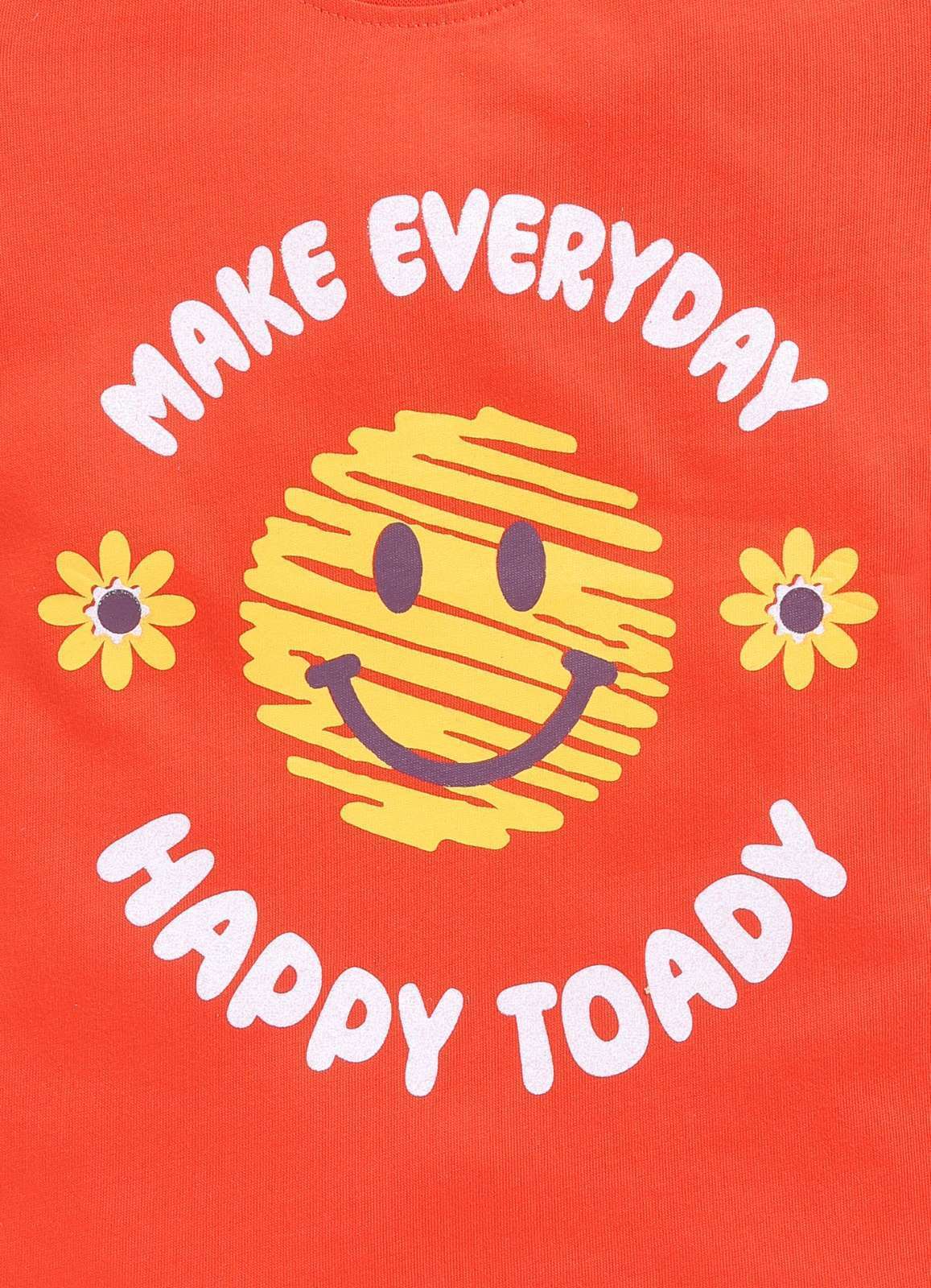 Make Everyday Happy Today Printed Cotton T-Shirt for Girls