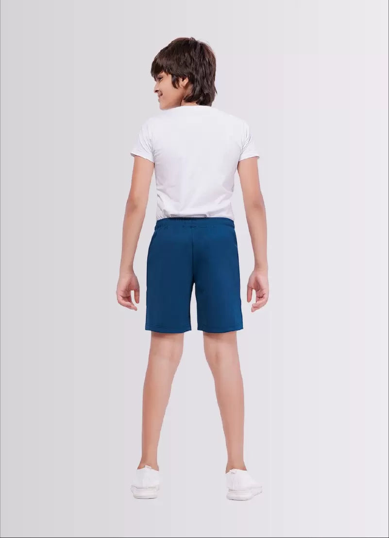 Printed AirForce Blue Polyester Lycra Shorts for Boys – Soft & Stretchy