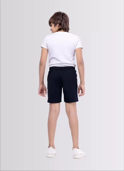 Printed Navy Color Polyester Lycra Shorts for Boys