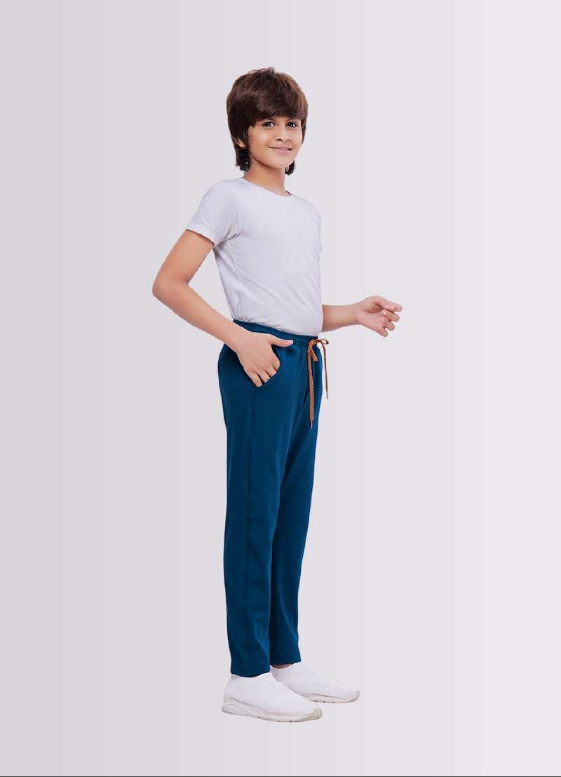 Airforce Blue Color Polyester Lycra Jogger Track Pant for Boys