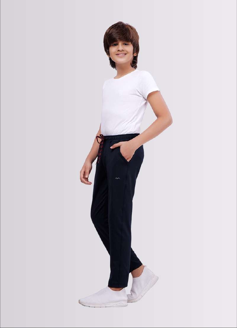 Navy Color Polyester Lycra Jogger Track Pant for Boys